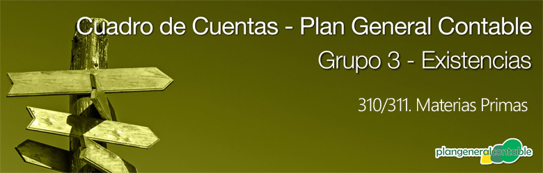 Cuadro de cuentas Plan General Contable:310/311. Materias Primas