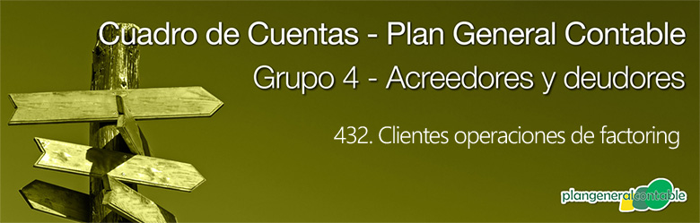 Cuadro de cuentas Plan General Contable:432. Clientes operaciones de factoring